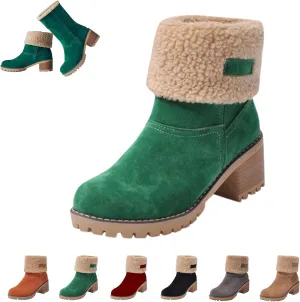 LELEBEAR Libiyi Boots, Libiyi Seniors' Chunky Heel Winter Boots, Libiyi Women's Chunky Heel Round Toe Snow Boots for Seniors