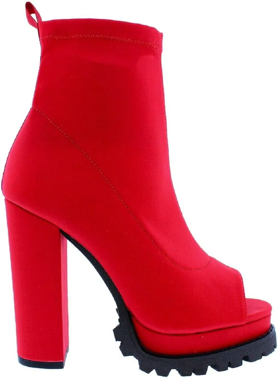 Liliana Women Fashionable Peep Open Toe Cutout Chunky Heel Bootie
