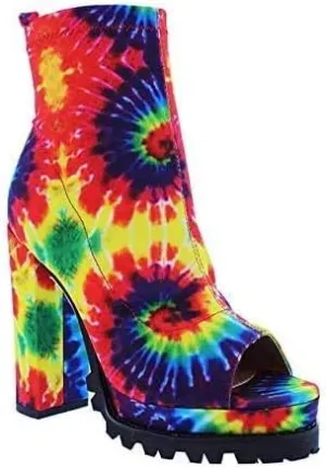 Liliana Women Fashionable Peep Open Toe Cutout Chunky Heel Bootie