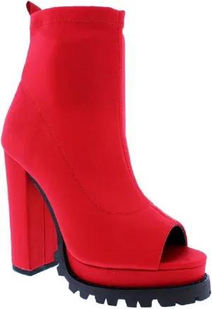 Liliana Women Fashionable Peep Open Toe Cutout Chunky Heel Bootie