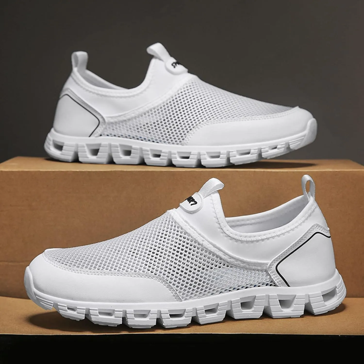 Memory Foam Versatile Shoes for Men Comfortable Breathable Lightweight Tennis Shoe Elastic Fly Woven Mesh Shoes