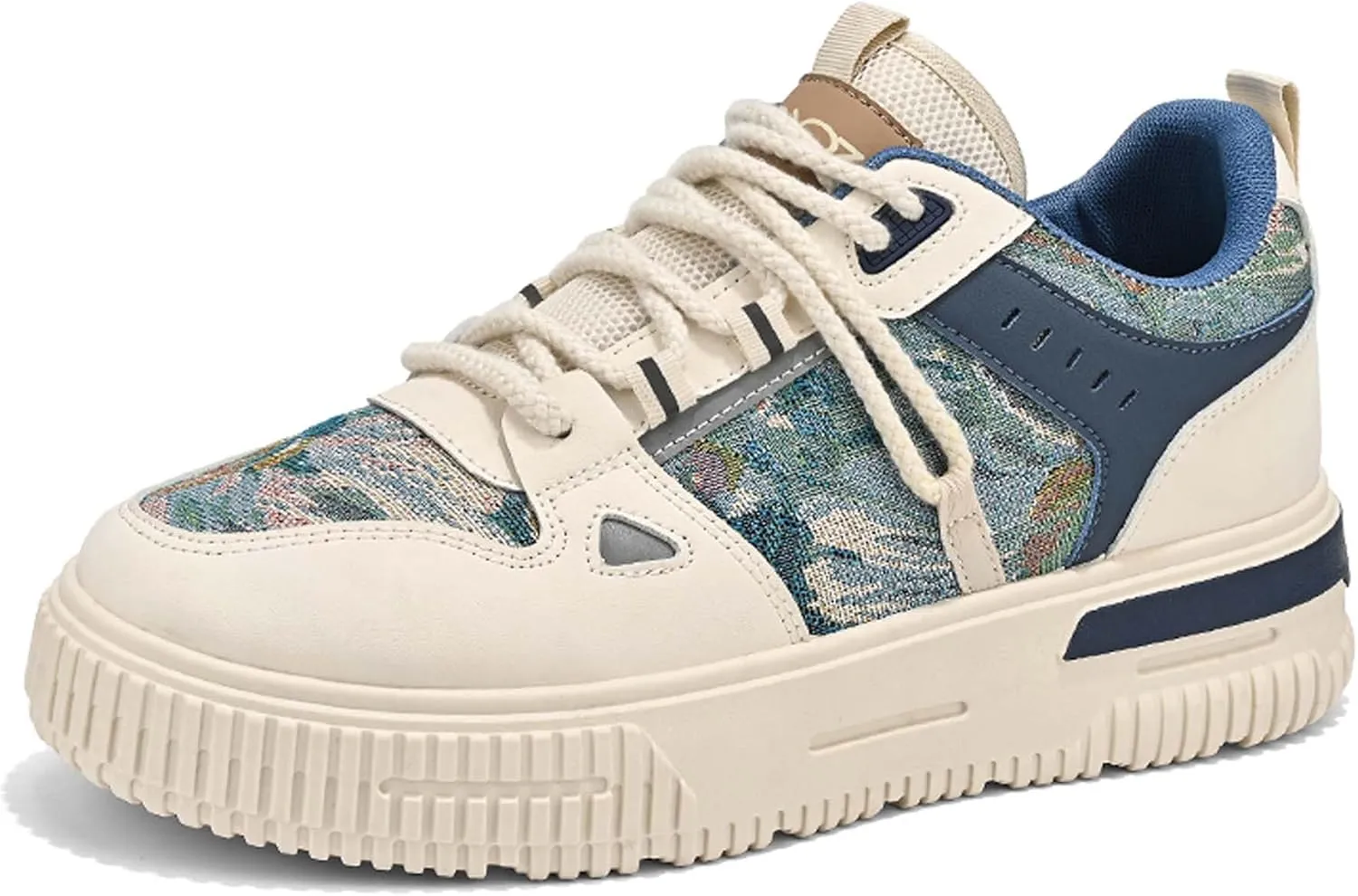Mens and Womens Tie Up Low Top Skateboard Shoes Anti Slip and Wear Resistant Rubber Soles Casual Sneakers Patterned Short Distance Running Shoes Breathable Thick Soled Walking Shoes