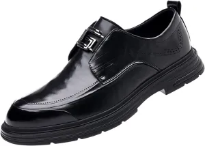 Men's Breathable Genuine Leather Slip-On Dress Shoes for Business Casual, Driving Fine Stitching Flexible Anti-Slip Sole