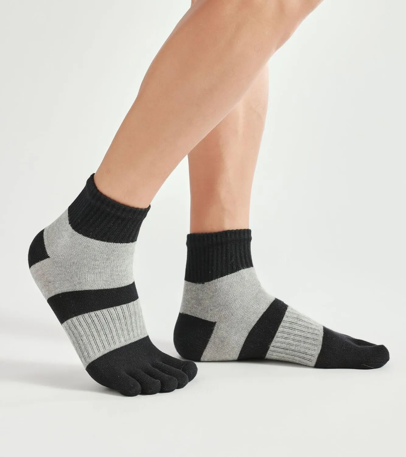 Men's Five Finger Toe Socks Cotton Crew Casual Colorful Patterned 5/6 Pairs