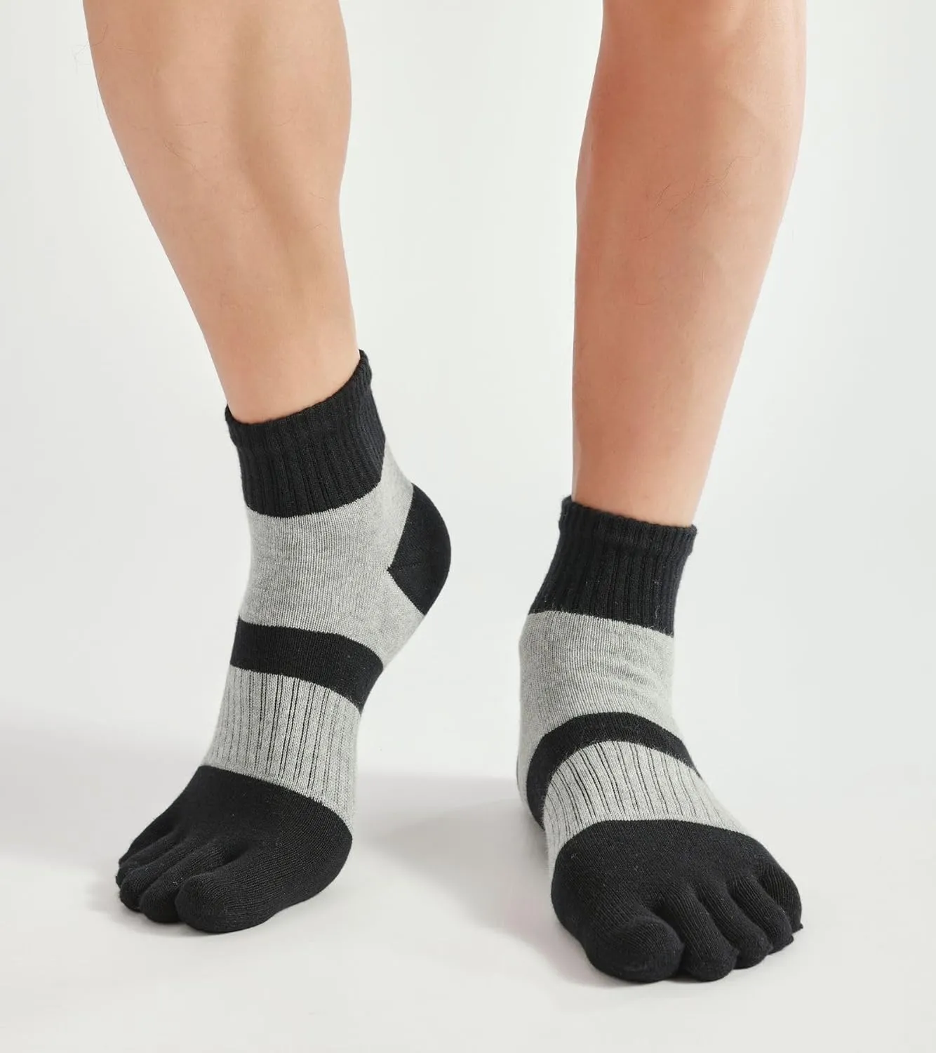 Men's Five Finger Toe Socks Cotton Crew Casual Colorful Patterned 5/6 Pairs