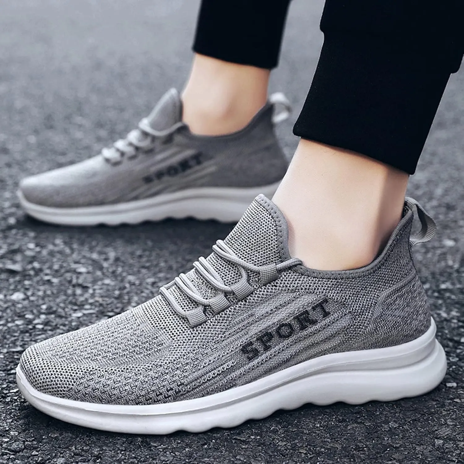 Men's Non Slip Tennis Sneakers Lightweight Breathable Slip On Running Shoe Memory Foam Versatile Shoes for Men