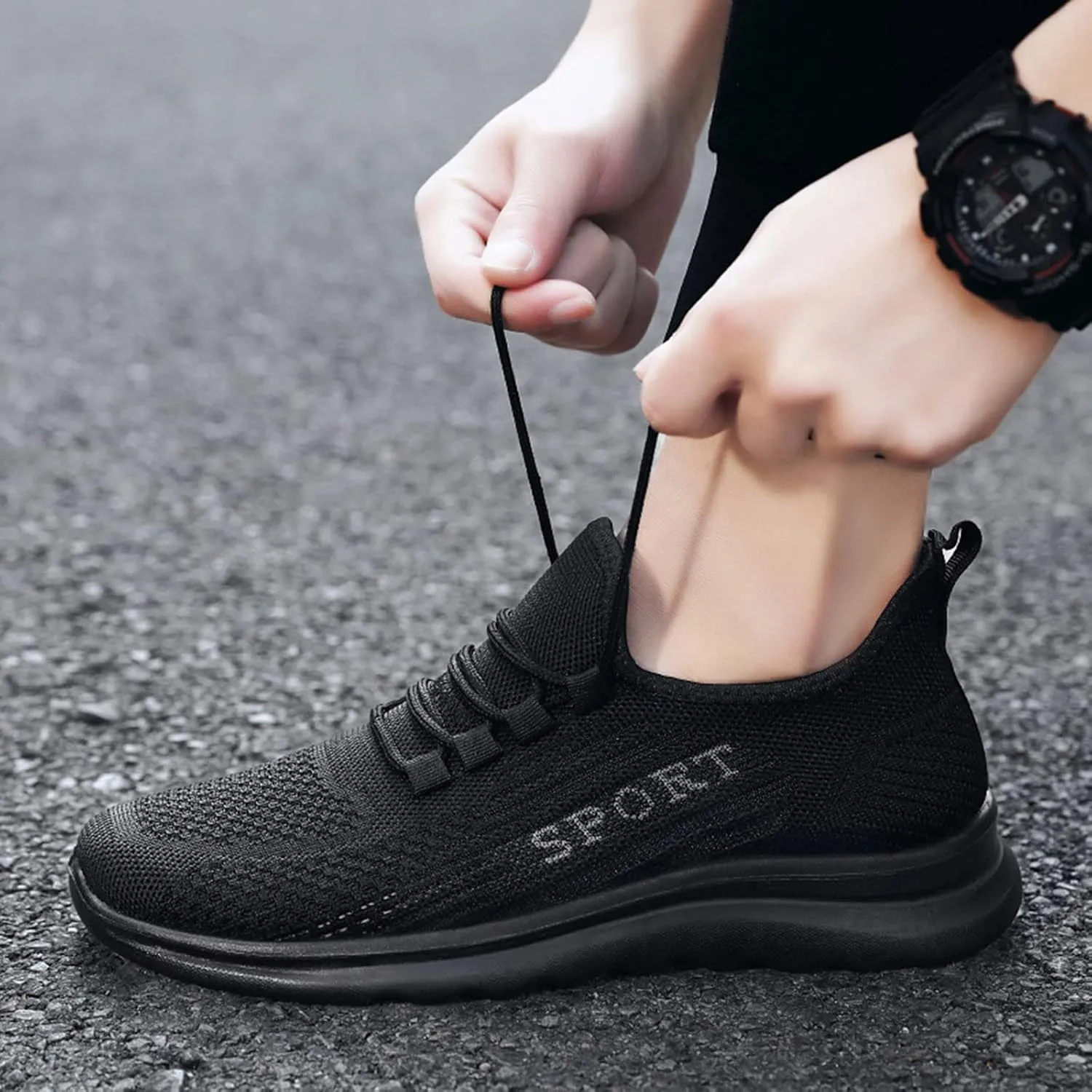 Men's Non Slip Tennis Sneakers Lightweight Breathable Slip On Running Shoe Memory Foam Versatile Shoes for Men