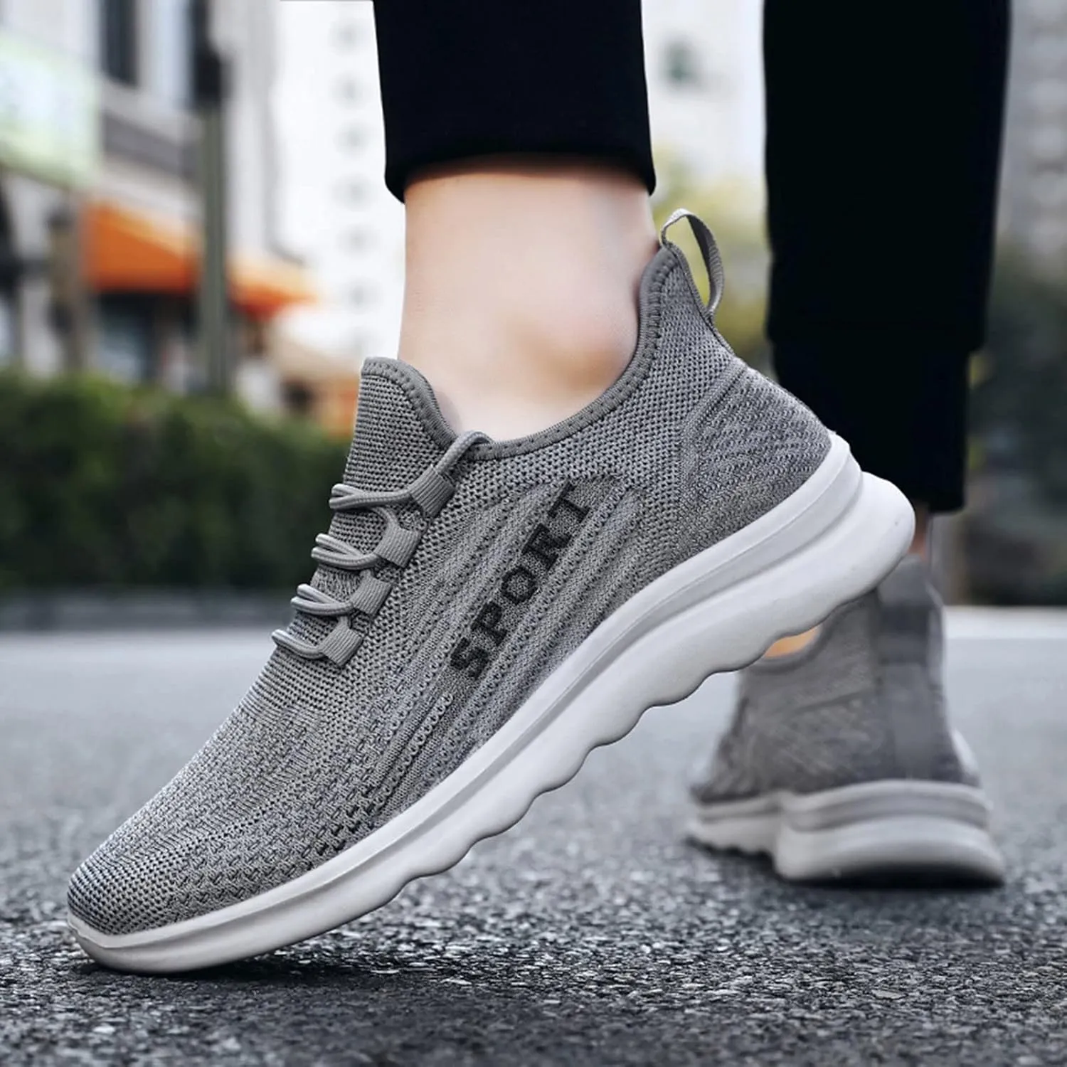 Men's Non Slip Tennis Sneakers Lightweight Breathable Slip On Running Shoe Memory Foam Versatile Shoes for Men