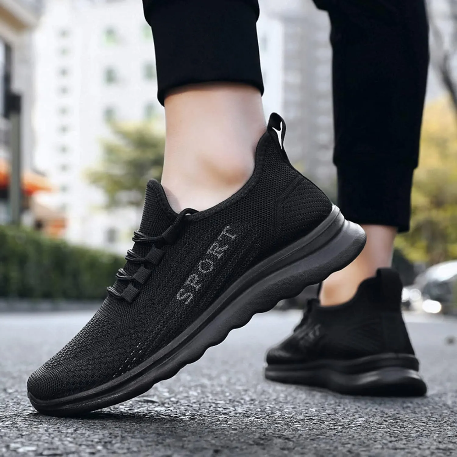 Men's Non Slip Tennis Sneakers Lightweight Breathable Slip On Running Shoe Memory Foam Versatile Shoes for Men