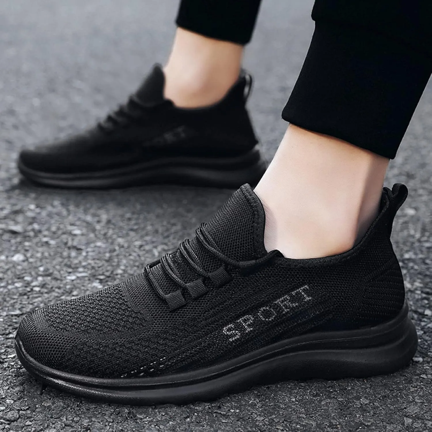 Men's Non Slip Tennis Sneakers Lightweight Breathable Slip On Running Shoe Memory Foam Versatile Shoes for Men