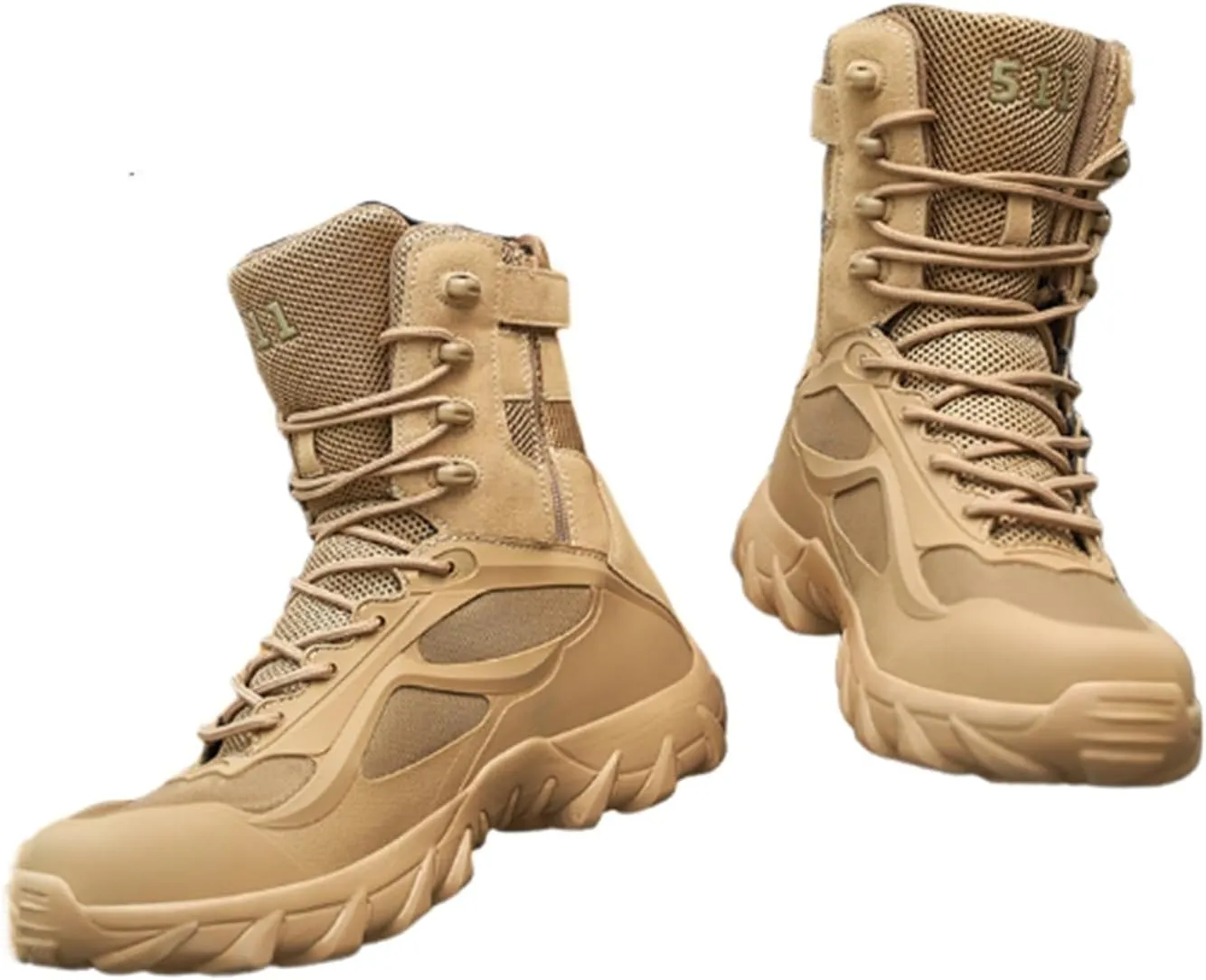 Men's Plus Size Side Zip Non Slip Durable Breathable Combat Boots, Resistant Combat Sneakers Shoes, Wide Toe Box Anti Kick and Anti-Collision Combat Outdoor Boot, for Hiking