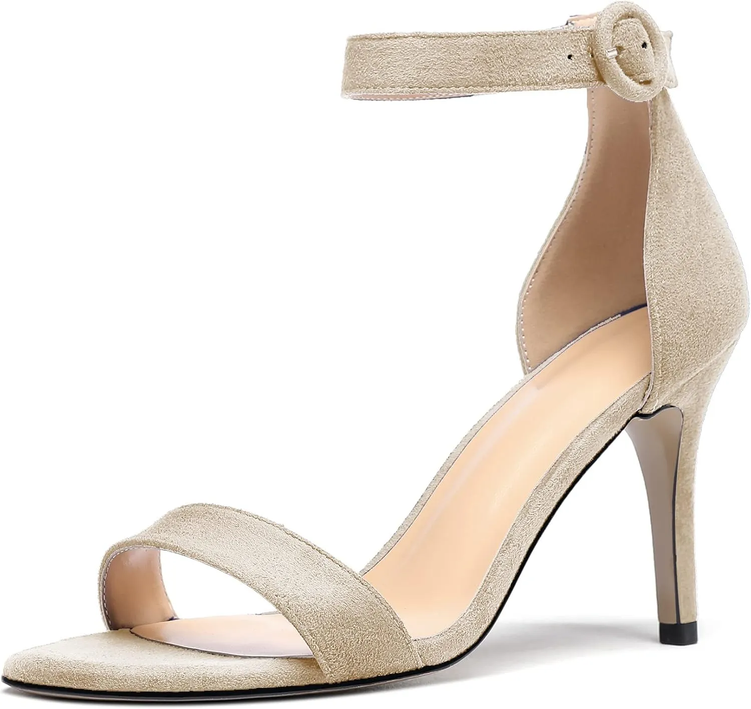 Mettesally Women's Open Toe Ankle Strappy Sandals Glitter High Heels Wedding Dress Shoes