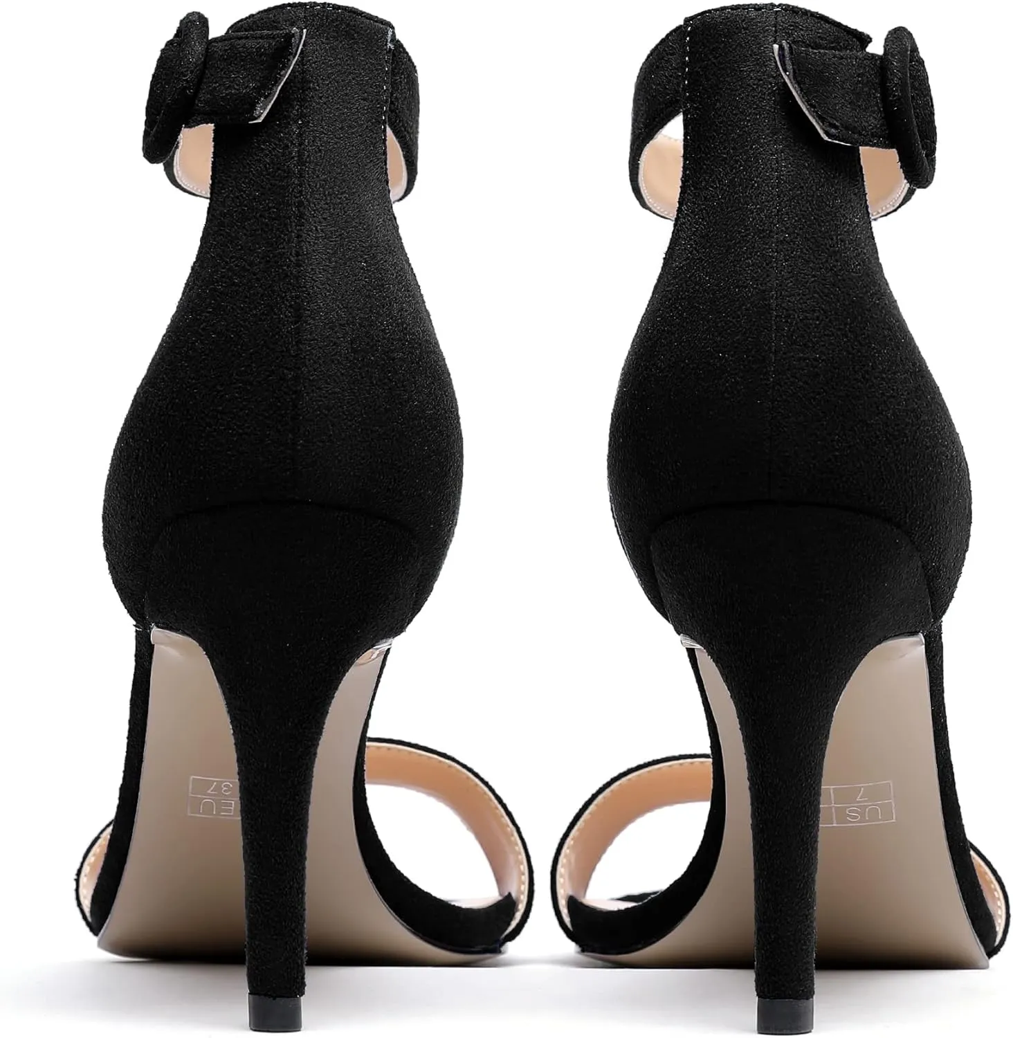 Mettesally Women's Open Toe Ankle Strappy Sandals Glitter High Heels Wedding Dress Shoes