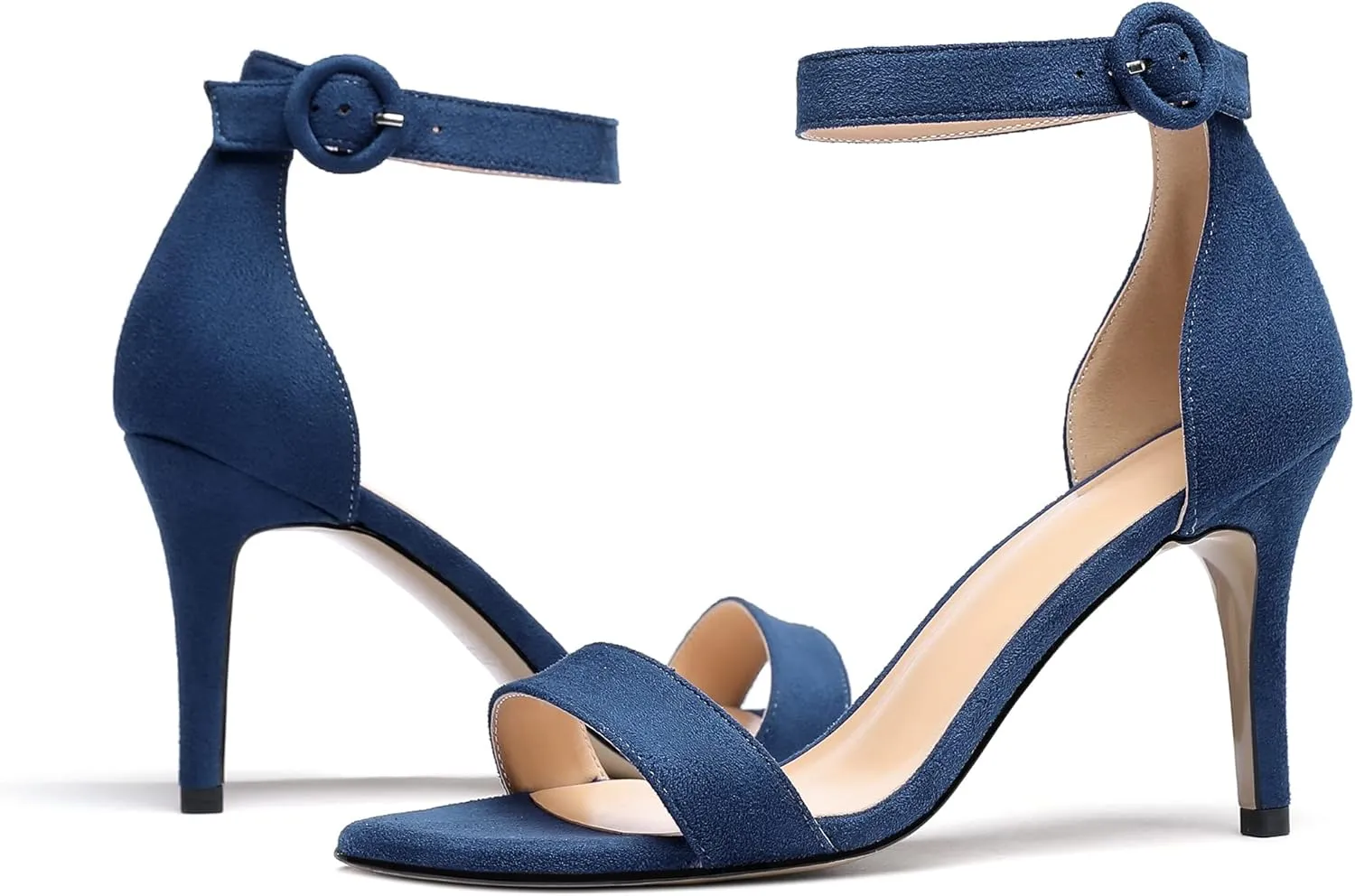 Mettesally Women's Open Toe Ankle Strappy Sandals Glitter High Heels Wedding Dress Shoes
