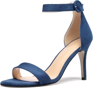Mettesally Women's Open Toe Ankle Strappy Sandals Glitter High Heels Wedding Dress Shoes