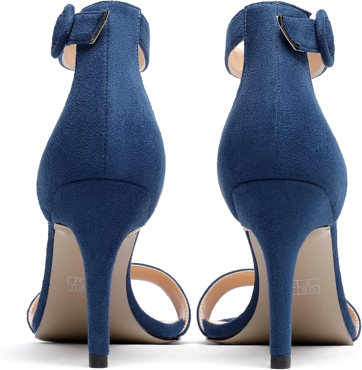 Mettesally Women's Open Toe Ankle Strappy Sandals Glitter High Heels Wedding Dress Shoes