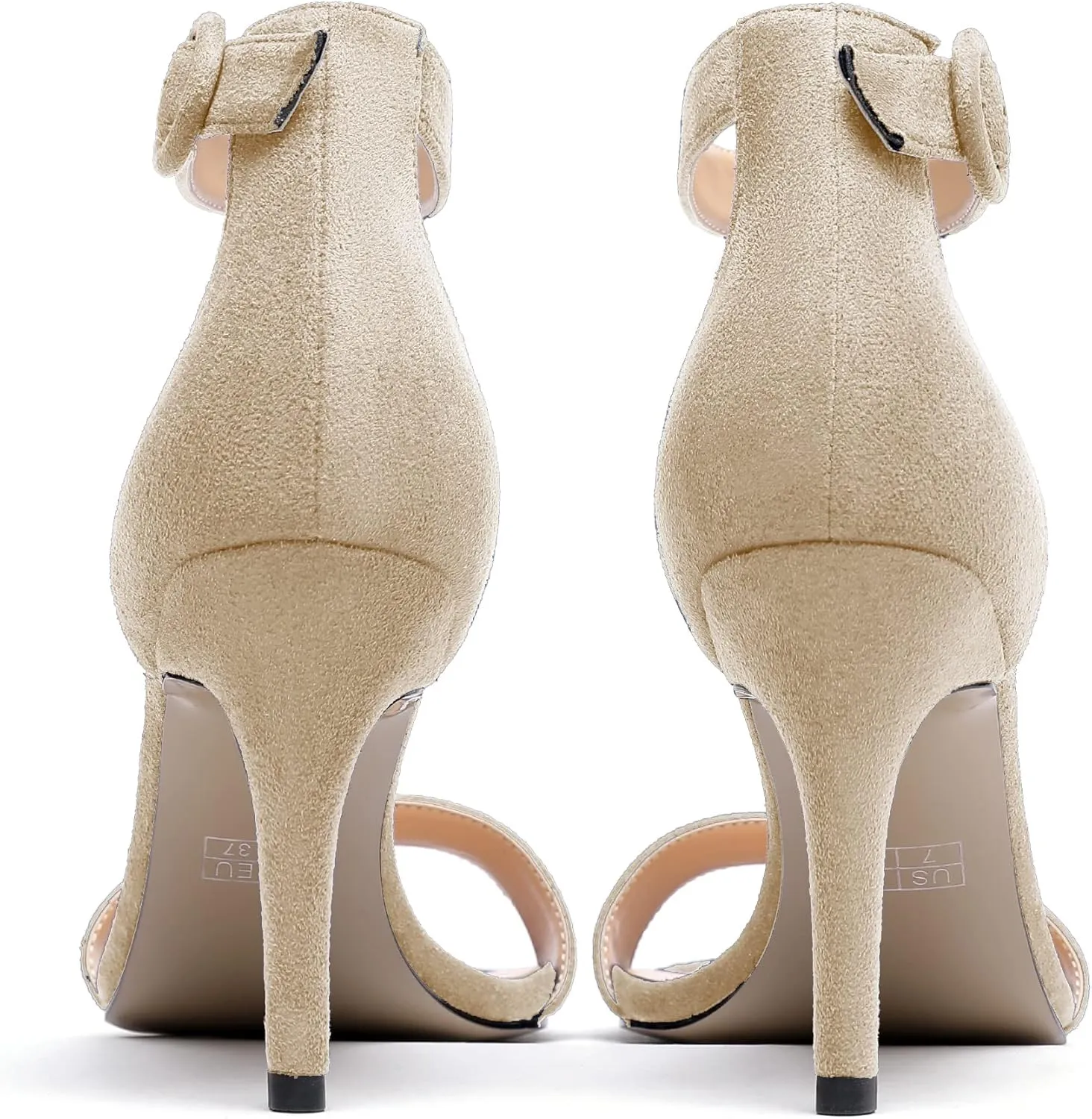 Mettesally Women's Open Toe Ankle Strappy Sandals Glitter High Heels Wedding Dress Shoes