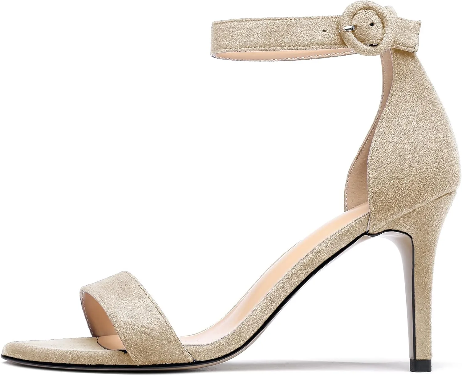 Mettesally Women's Open Toe Ankle Strappy Sandals Glitter High Heels Wedding Dress Shoes