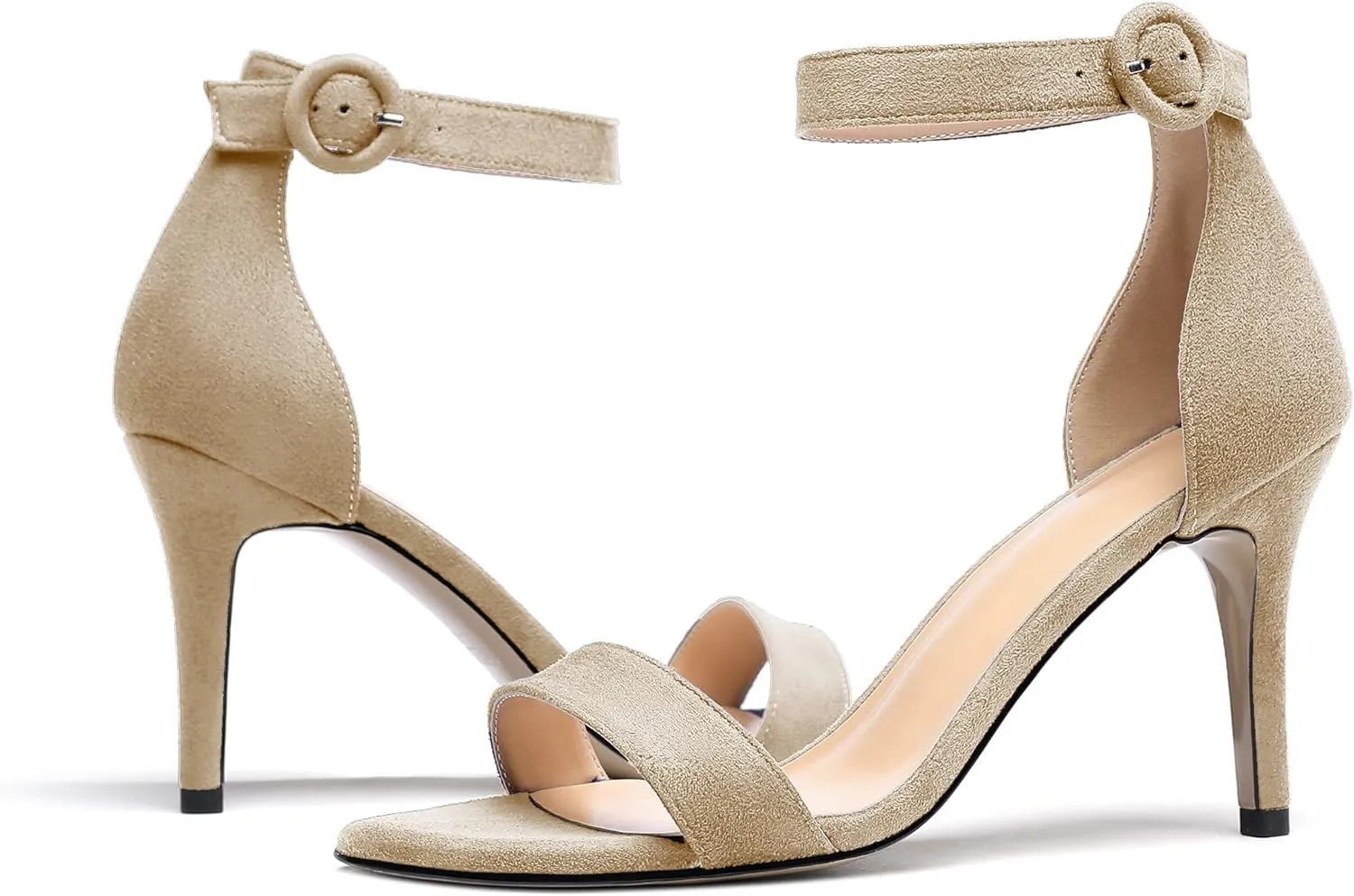 Mettesally Women's Open Toe Ankle Strappy Sandals Glitter High Heels Wedding Dress Shoes