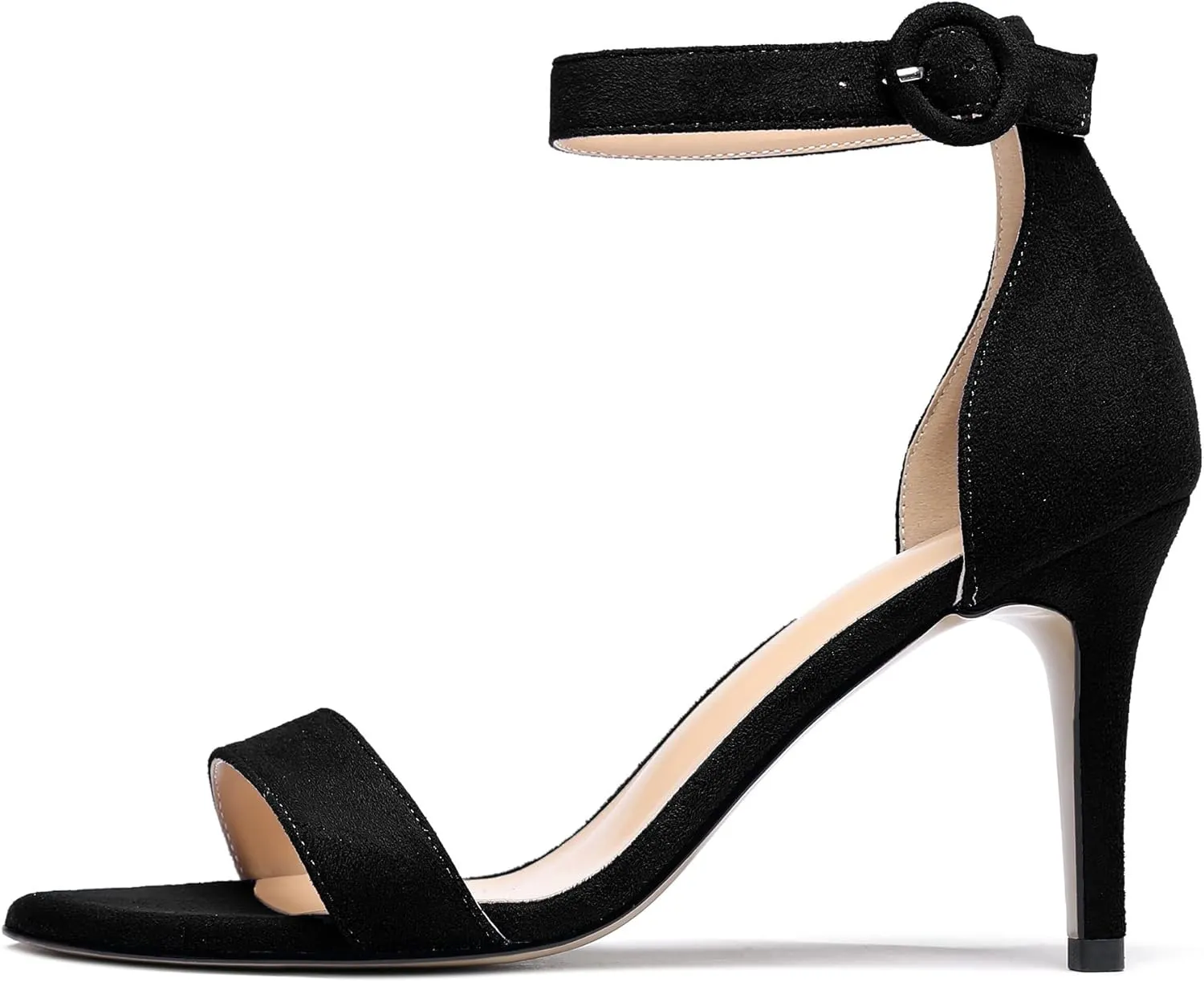 Mettesally Women's Open Toe Ankle Strappy Sandals Glitter High Heels Wedding Dress Shoes