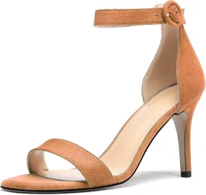 Mettesally Women's Open Toe Ankle Strappy Sandals Glitter High Heels Wedding Dress Shoes
