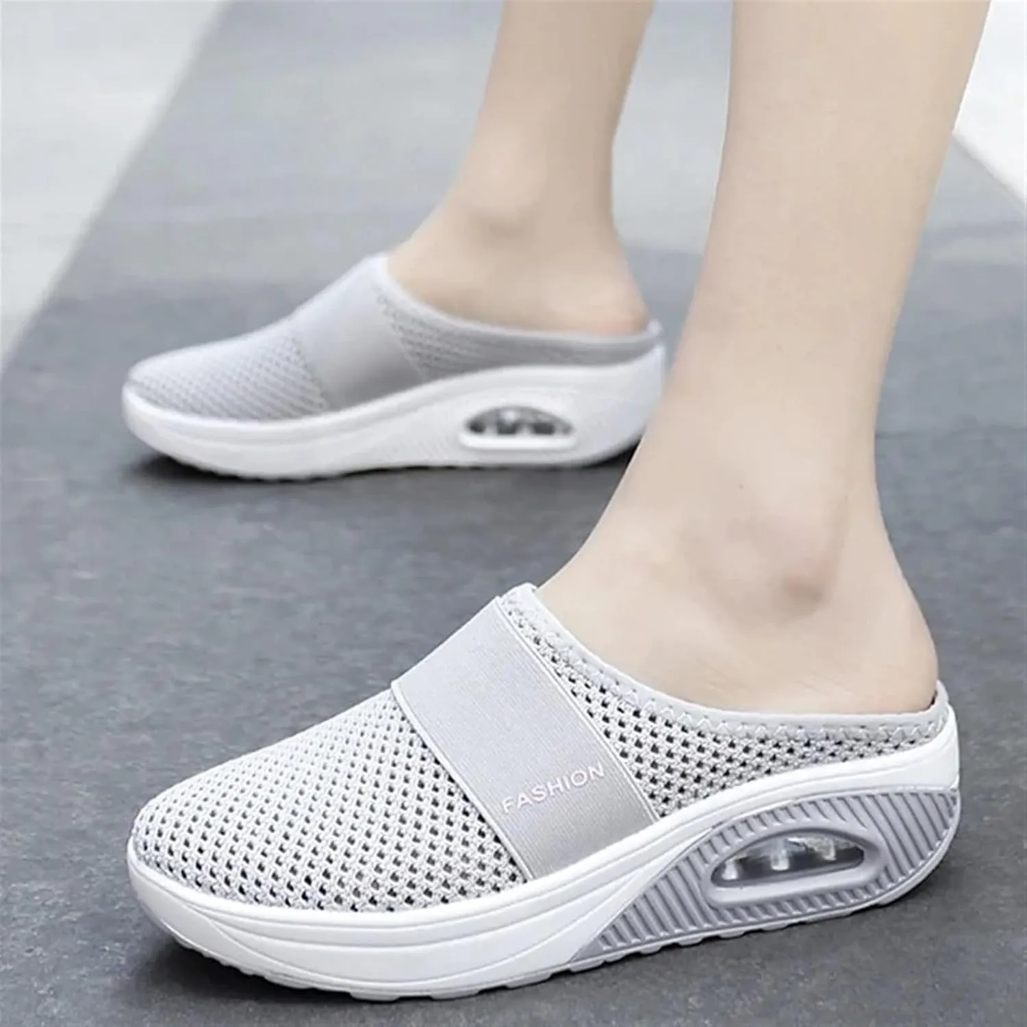 Mmoneyake Mules for Women 2025 Open Back Slip On Shoes Wide Width Clogs Mesh Slippers Air Cushion Orthopedic Diabetic Walking Shoes Backless Breathable Sneakers Closed Toe Slides