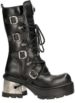 NEWROCK 373-S33 Ladies Black 100% Leather Boots Goth Punk Emo Rock Biker Boots