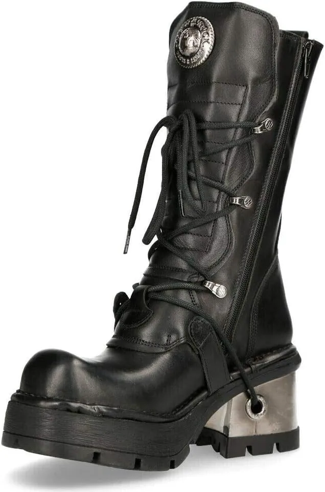 NEWROCK 373-S33 Ladies Black 100% Leather Boots Goth Punk Emo Rock Biker Boots
