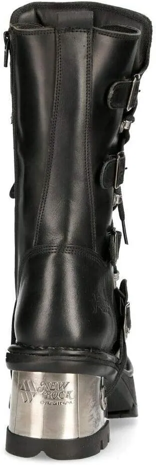 NEWROCK 373-S33 Ladies Black 100% Leather Boots Goth Punk Emo Rock Biker Boots