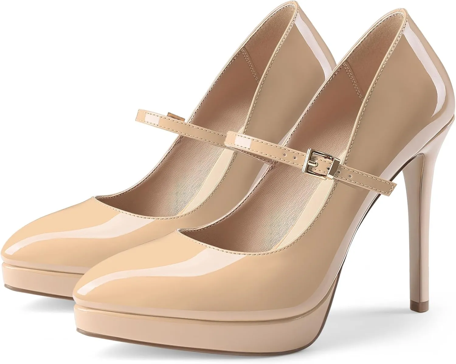 Oh Mispares Womens Stiletto High Heels Thin Platform Styling Pointed Toe Mary Jane Style Summer Dress Pumps 5 inch Trendy Office Wear Shoes