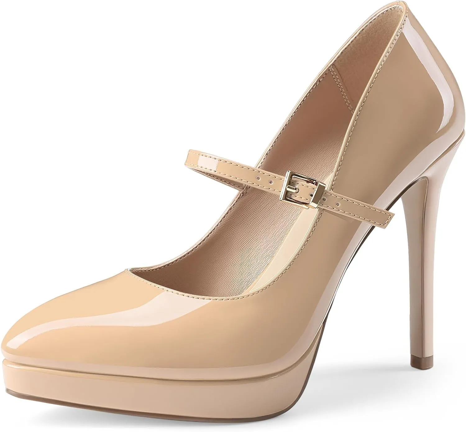 Oh Mispares Womens Stiletto High Heels Thin Platform Styling Pointed Toe Mary Jane Style Summer Dress Pumps 5 inch Trendy Office Wear Shoes