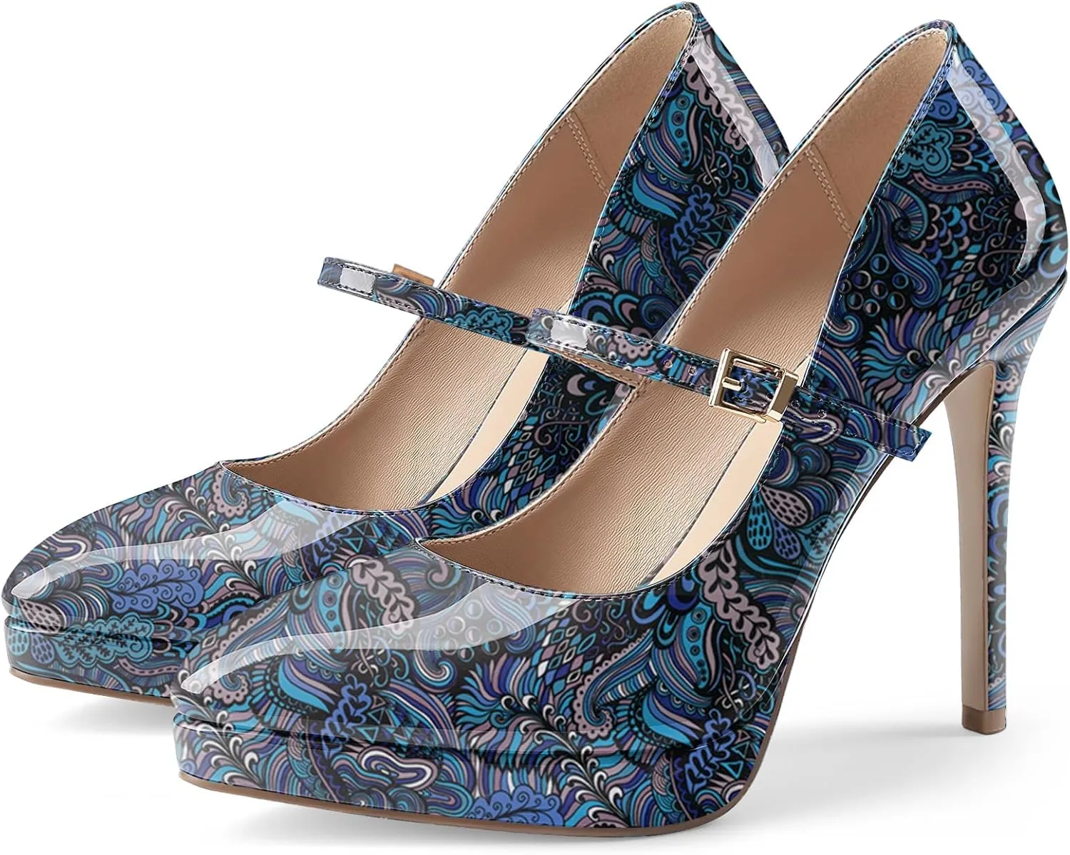 Oh Mispares Womens Stiletto High Heels Thin Platform Styling Pointed Toe Mary Jane Style Summer Dress Pumps 5 inch Trendy Office Wear Shoes