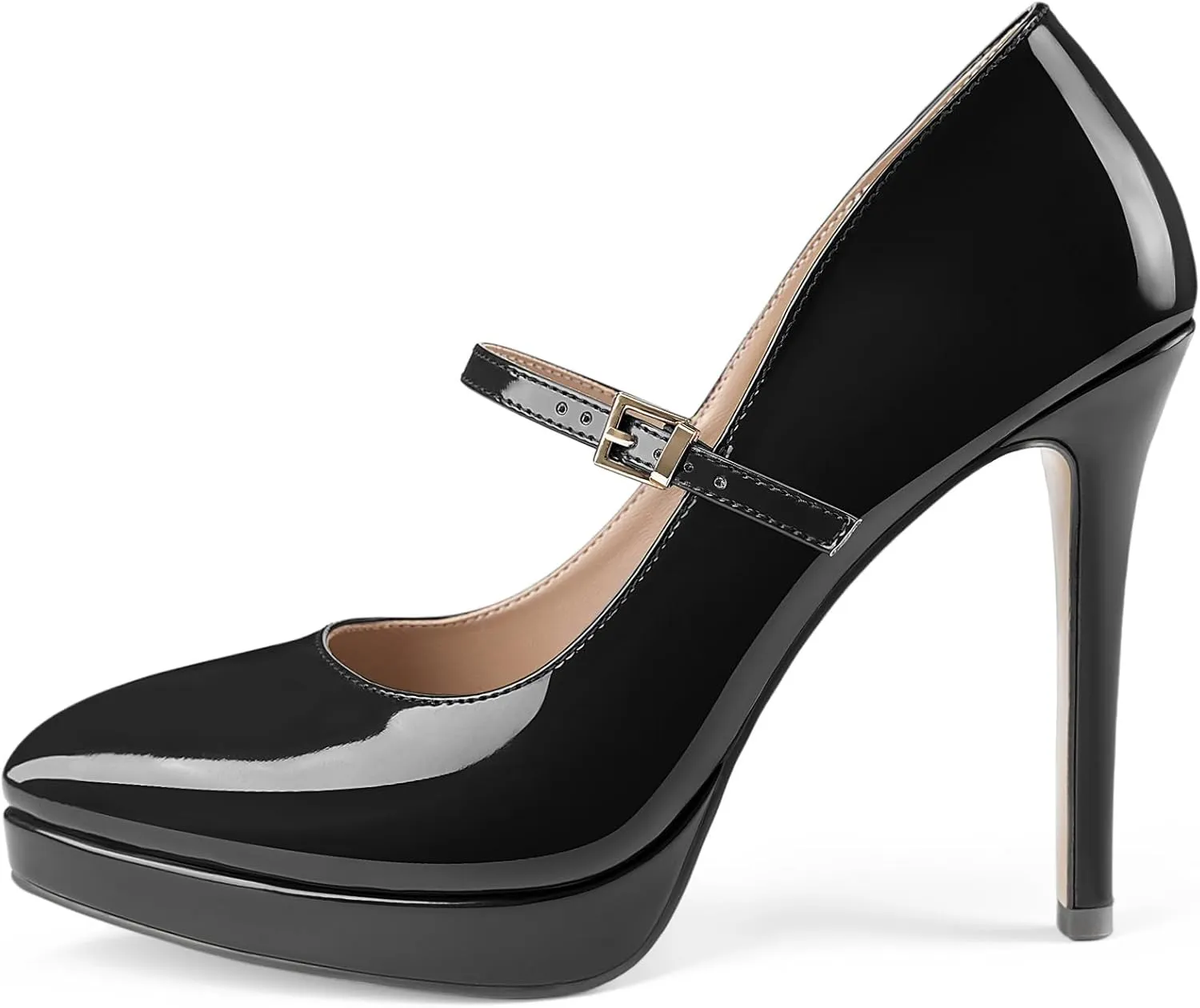 Oh Mispares Womens Stiletto High Heels Thin Platform Styling Pointed Toe Mary Jane Style Summer Dress Pumps 5 inch Trendy Office Wear Shoes