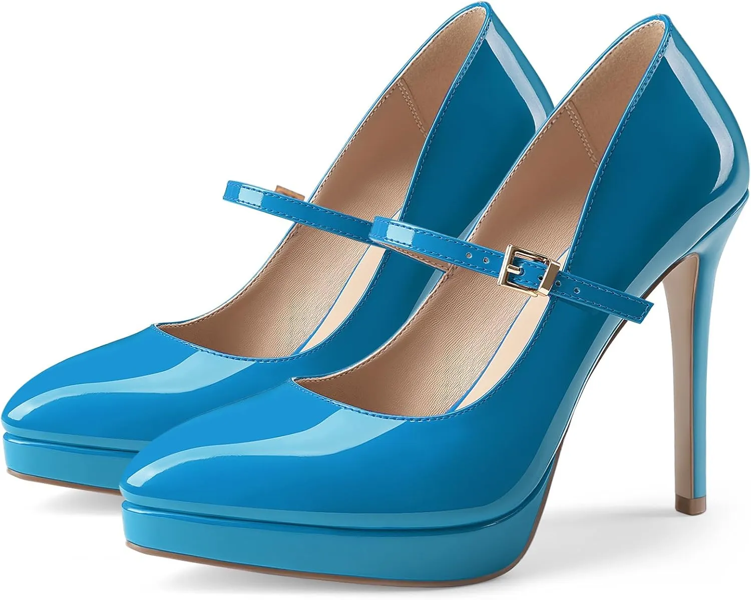 Oh Mispares Womens Stiletto High Heels Thin Platform Styling Pointed Toe Mary Jane Style Summer Dress Pumps 5 inch Trendy Office Wear Shoes