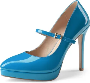 Oh Mispares Womens Stiletto High Heels Thin Platform Styling Pointed Toe Mary Jane Style Summer Dress Pumps 5 inch Trendy Office Wear Shoes
