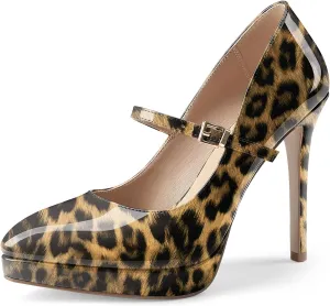 Oh Mispares Womens Stiletto High Heels Thin Platform Styling Pointed Toe Mary Jane Style Summer Dress Pumps 5 inch Trendy Office Wear Shoes