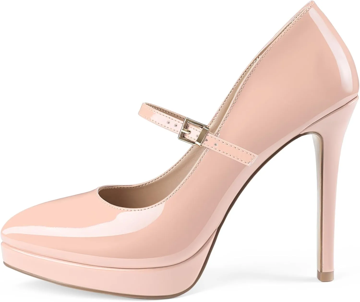 Oh Mispares Womens Stiletto High Heels Thin Platform Styling Pointed Toe Mary Jane Style Summer Dress Pumps 5 inch Trendy Office Wear Shoes