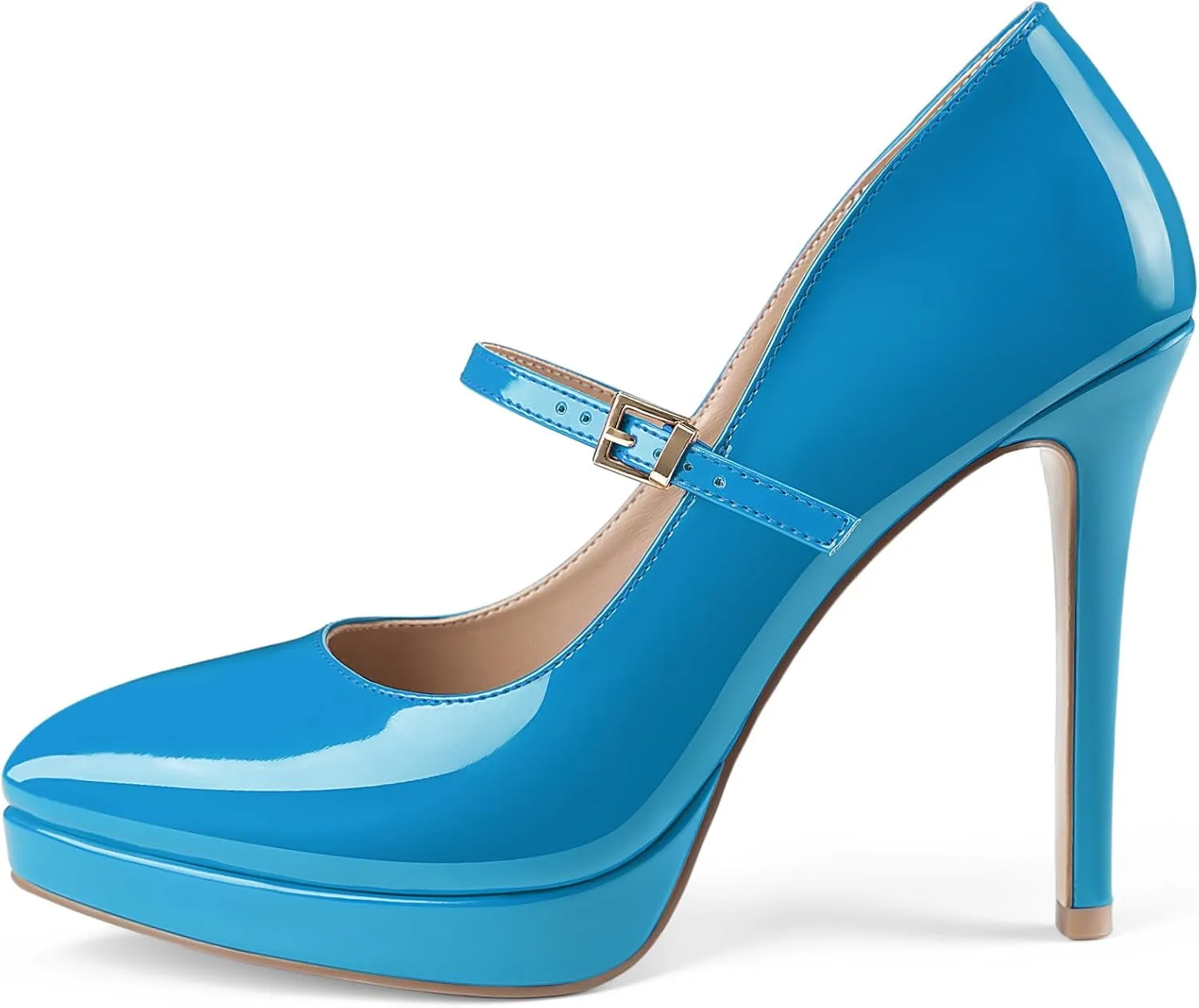 Oh Mispares Womens Stiletto High Heels Thin Platform Styling Pointed Toe Mary Jane Style Summer Dress Pumps 5 inch Trendy Office Wear Shoes