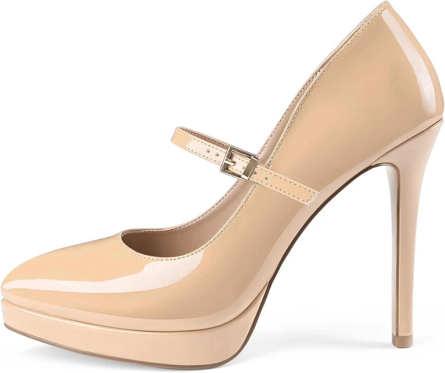 Oh Mispares Womens Stiletto High Heels Thin Platform Styling Pointed Toe Mary Jane Style Summer Dress Pumps 5 inch Trendy Office Wear Shoes