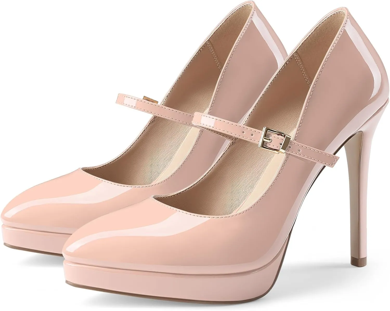 Oh Mispares Womens Stiletto High Heels Thin Platform Styling Pointed Toe Mary Jane Style Summer Dress Pumps 5 inch Trendy Office Wear Shoes