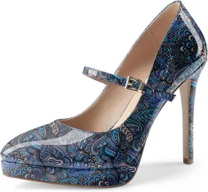 Oh Mispares Womens Stiletto High Heels Thin Platform Styling Pointed Toe Mary Jane Style Summer Dress Pumps 5 inch Trendy Office Wear Shoes