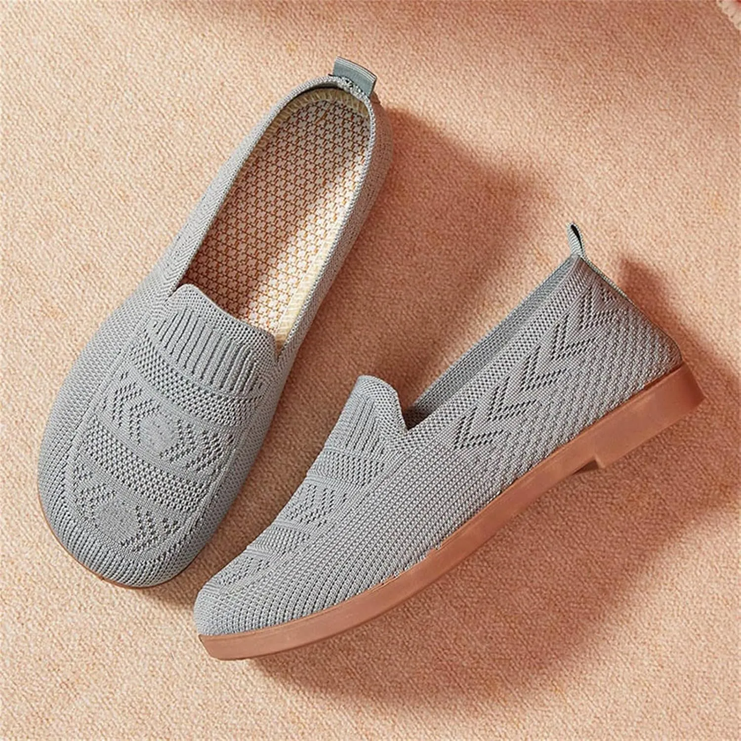 Orthopedic Shoes, Women's Comfortable Breathable Knitted Sneakers Slip-On Sneakers for Women Woven Cut-Out Orthopedic Arch Support Walking Shoes