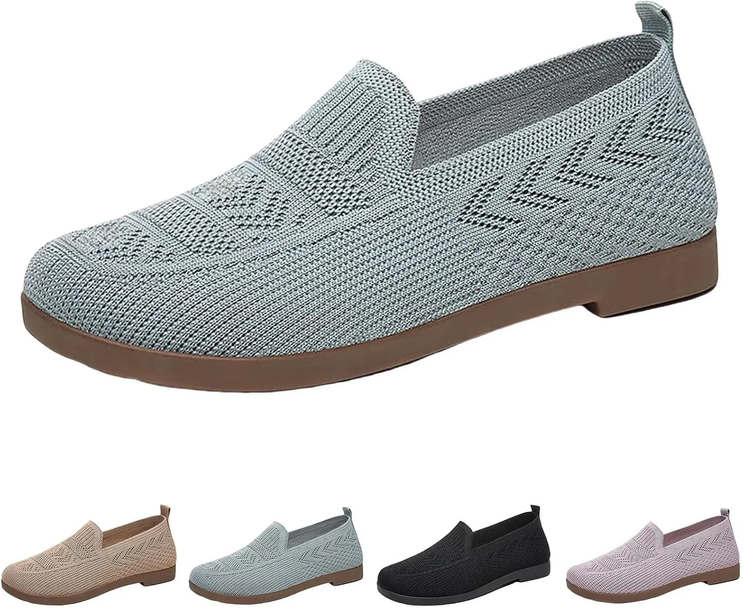 Orthopedic Shoes, Women's Comfortable Breathable Knitted Sneakers Slip-On Sneakers for Women Woven Cut-Out Orthopedic Arch Support Walking Shoes