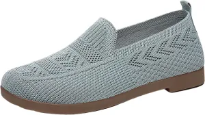 Orthopedic Shoes, Women's Comfortable Breathable Knitted Sneakers Slip-On Sneakers for Women Woven Cut-Out Orthopedic Arch Support Walking Shoes