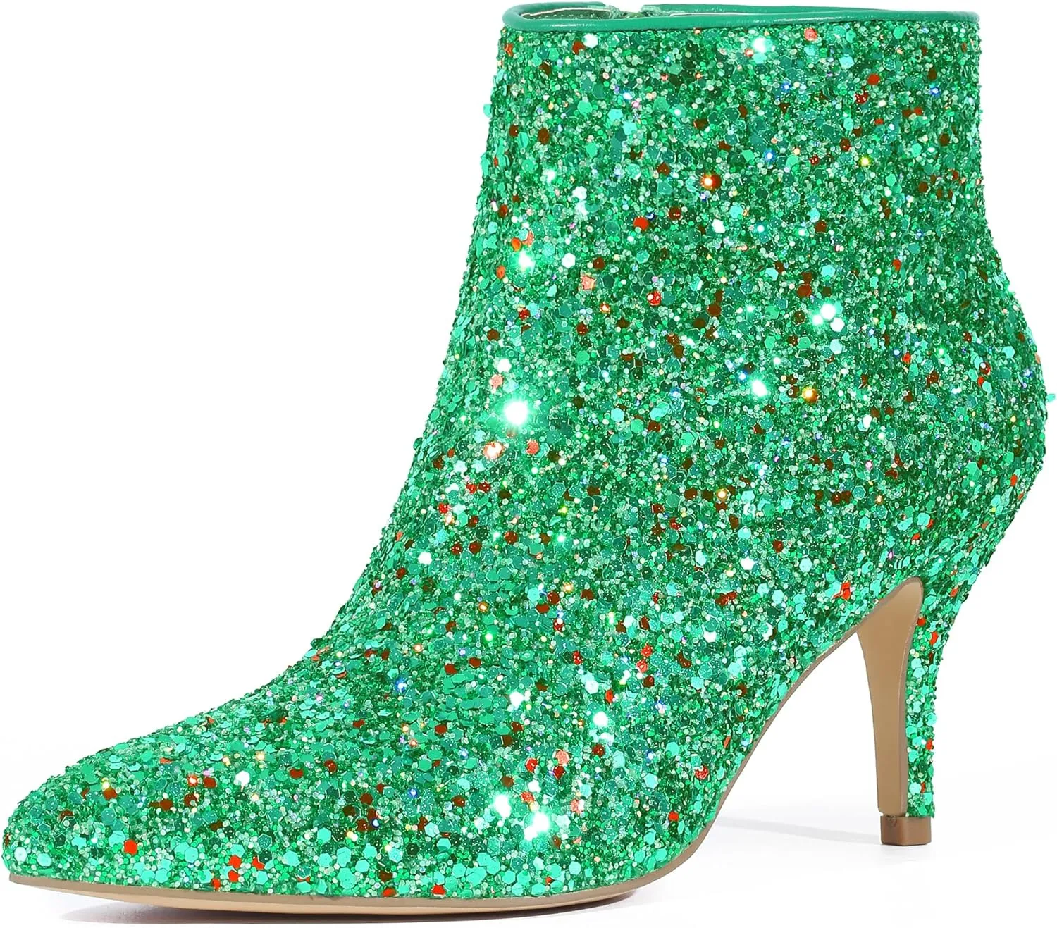 Perphy Glitter Sequin Pointed Toe Stiletto Heel Ankle Boots for Women
