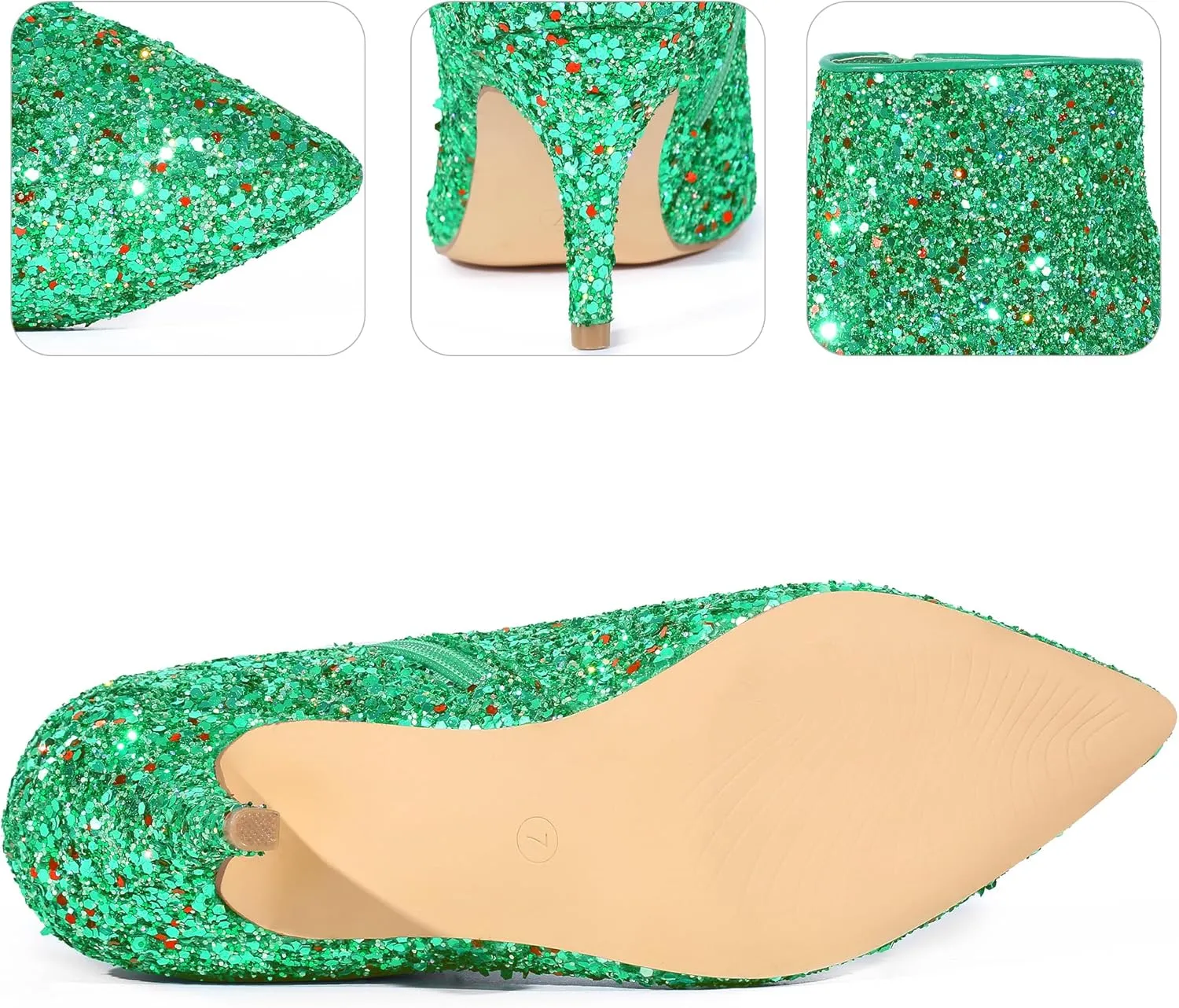 Perphy Glitter Sequin Pointed Toe Stiletto Heel Ankle Boots for Women