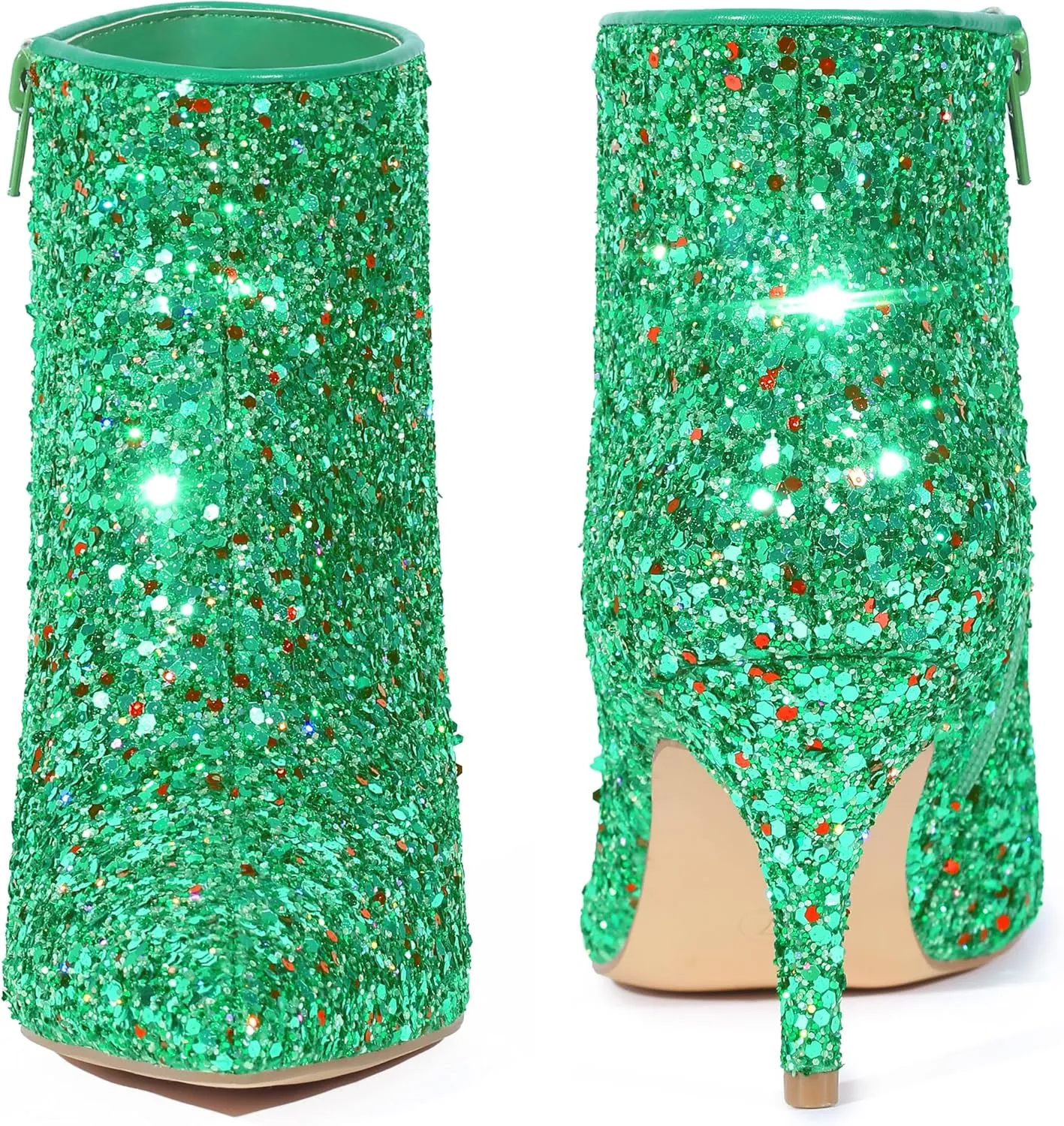 Perphy Glitter Sequin Pointed Toe Stiletto Heel Ankle Boots for Women