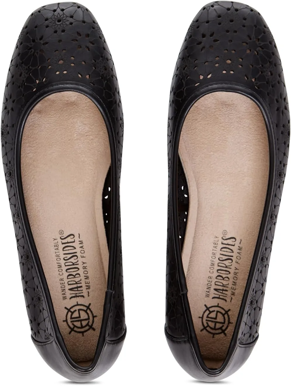 Priscilla Womens Flats  Comfortable Vegan Slip-On Shoes with Memory Foam, Breathable Eyelet Stitch Detail, Available in Black, Cafe, White, Medium & Wide Sizes 6-10