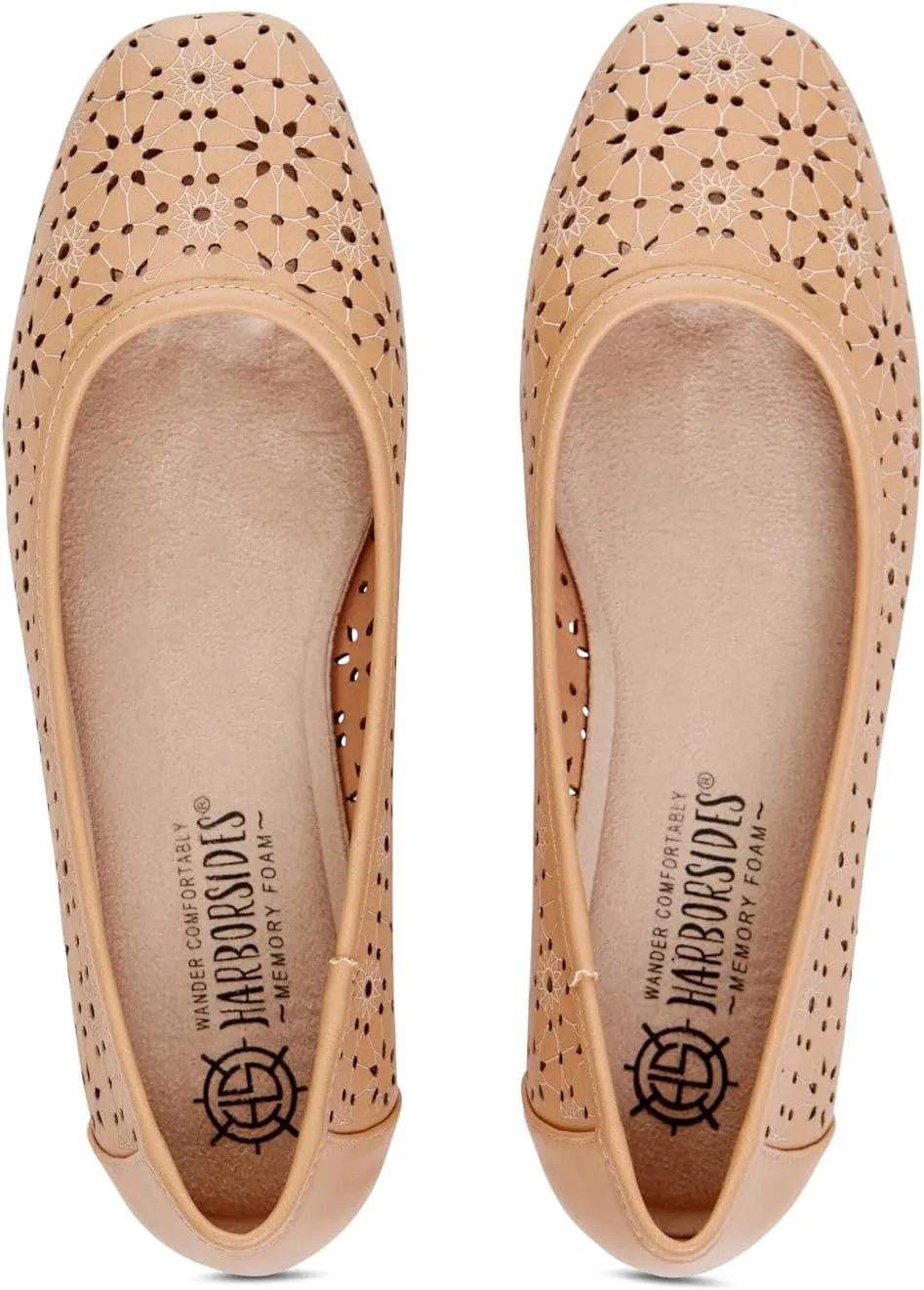 Priscilla Womens Flats  Comfortable Vegan Slip-On Shoes with Memory Foam, Breathable Eyelet Stitch Detail, Available in Black, Cafe, White, Medium & Wide Sizes 6-10