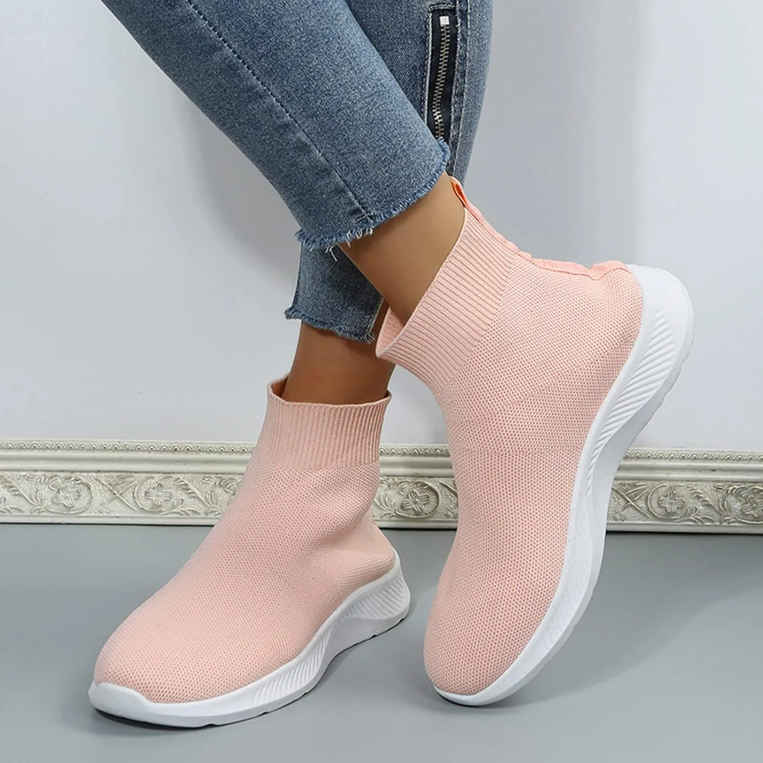 SBGMoSJ Wedge Sneakers for Women Dressy Women's All White Athletic Shoes Womens Slip On Tennis Shoes Size 11 Womens Running Shoes Tenis Ortopedicos para Mujer Dolor En Los Pieslimpiar El Aire